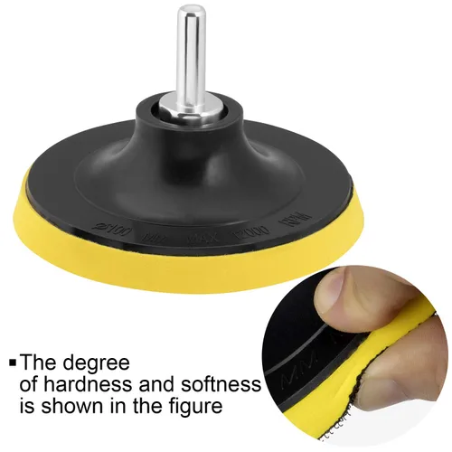 Vista 3 de Almohadilla de pulido de gancho y bucle de 4 pulgadas (3.937 in) para discos de lijado, almohadilla de respaldo giratoria con adaptador de accesorio