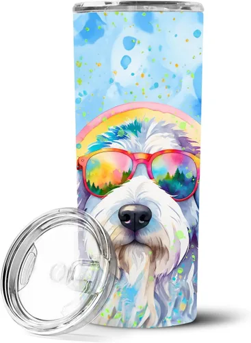 Vista 53 de Caroline's Treasures Siberian Husky Hippie Dawg - Vaso delgado de acero inoxidable al vacío de doble pared reutilizable, vaso aislado para café