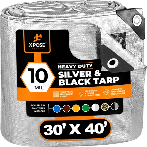 Vista 39 de Lona de Polietileno de Servicio Pesado - 5' X 7' - 10 Mil de Grosor Impermeable, Cubierta Protectora Bloqueadora de UV - Reversible Verde y Negro