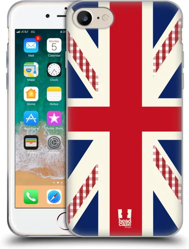 Vista 81 de Head Case Designs Blue Gingham Union Jack Collection - Funda de gel suave compatible con Apple iPhone 7 Plus/iPhone 8 Plus