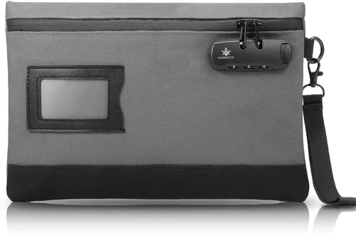 Vista 9 de KOSMCCO Bolsa de dinero con cerradura, 11.8 x 7.9 pulgadas, bolsa de lona resistente, bolsa bancaria para efectivo, pasaportes, suministros