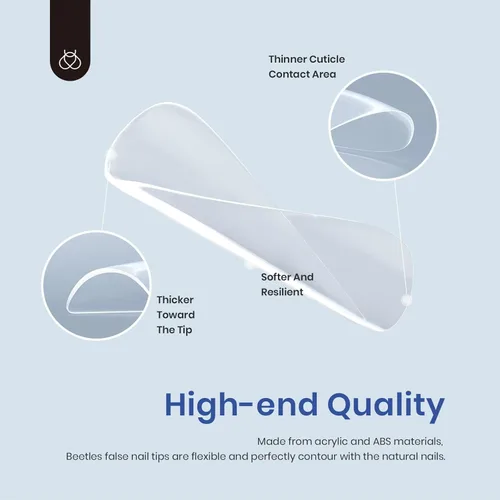 Vista 6 de Kit de Uñas de Gel Beetles 600Pcs Puntas de Uñas de Ataúd Largo con Esmalte de Gel Rosa, Capa Superior, 15 Tamaños de Uñas Autoadhesivas