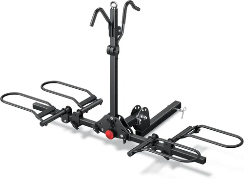 Vista 9 de Young - Portabicicletas plegable para 2 bicicletas con capacidad de 80 libras, plataforma para montaje con enganche, adecuado para autos, SUV