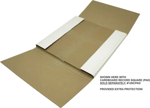 Vista 5 de (10) Cajas de envío de discos de vinilo blanco LP – Capacidad para 1 a 3 discos de 12 pulgadas – Altura ajustable – Cartón fuerte de 32 ECT