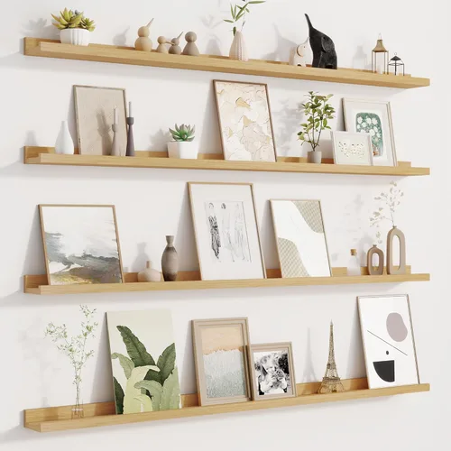 Vista 66 de Fun Memories Floating Picture Ledge Shelves, Wall Mounted Wood Storage Shelf for Bedroom, Living Room, Bathroom, Kitchen, Nursery, Display Picture