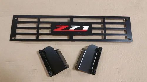 Vista 2 de Rejilla de acero inoxidable y pintura electrostática negra para insertar en defensa de 2015+ Chevy Silverado 2500 3500 HD Edición "Z-71