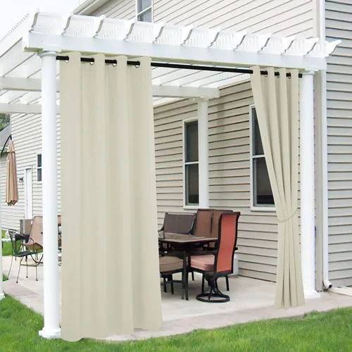 RYB HOME Cortinas para Exteriores Opacas - 2 Paneles Cortinas para Exterior Impermeables Aislamiento Térmico para Patio Porche Garaje Jardín Cenador