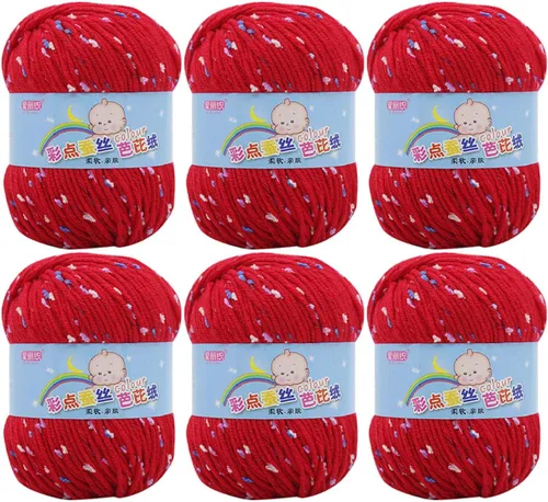 Vista 17 de Paquete de 6 hilos de ganchillo de algodón colorido para tejer suéter súper suave para mantas de bebé y ropa, sombrero, bufanda, 10.58 oz