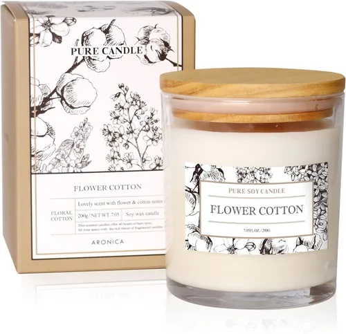 Vista 13 de Aronica Regalos de Anfitriona de Alta Gama para Mujer, Vela de Bambú y Jazmín, Velas de Soja para el Hogar Perfumado, Velas Naturales de Verano