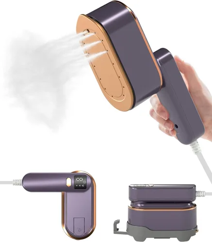 Plancha de Vapor de Viaje para Ropa - Vaporizador de Viaje Portátil de Mano de 1200W, Vaporizador de Ropa de 3 Niveles de Vapor con Pantalla LCD,