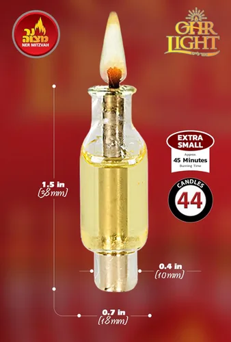Vista 3 de Ner Mitzvah Vasos de aceite de menorá de Hanukkah prellenados, tazas de menorá de aceite de oliva 100% con mecha listas para usar, luces Ohr