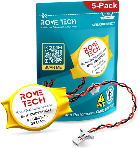 Vista 7 de Rome Tech Batería CMOS ML1220 para Dell Vostro 15 5510 – BIOS RTC ML1220 XPS 13 Batería recargable CMOS para placa base de PC con 2 cables de cable