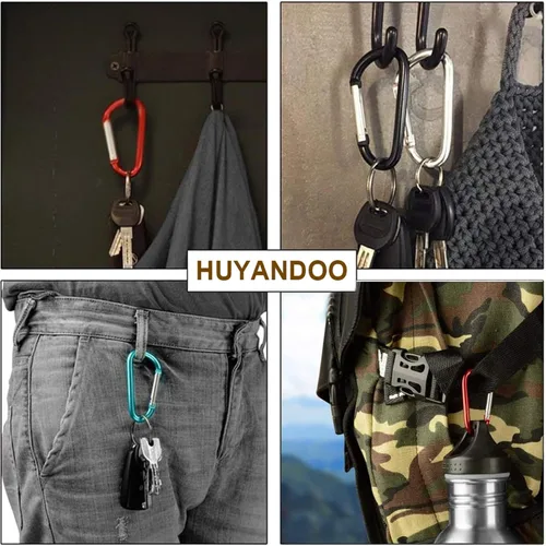Vista 5 de Lindo clip de mosquetón, anillo Caribeener D de aleación de aluminio de 3 pulgadas, gancho de resorte para clip de llavero