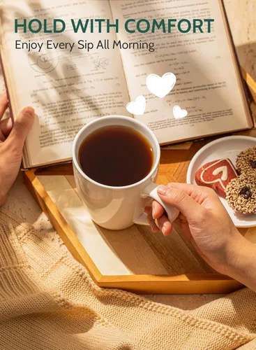 Vista 2 de Sweese - Tazas de porcelana para café - 16 onzas - Juego de 6, tazas para café latte, té caliente, capuchino, mocha, cacao, blanco