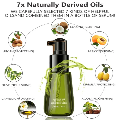 Vista 5 de Suero de aceite para el cabello encrespado, suave y brillante, suero para el cabello antiencrespamiento, aceite de Marruecos, suero de seda