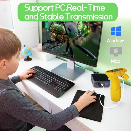 Vista 7 de Microscopio para Niños WINWEND - Microscopio de Bolsillo de 1000X Microscopio Portátil para Niño Microscopios Mini para Foto y Video Microscopios