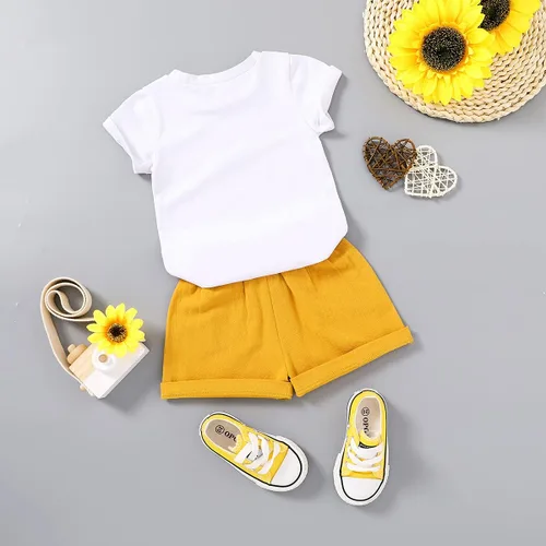 Vista 3 de YOUNGER TREE - Conjunto de camiseta y pantalones cortos de lino con cinturón, diseño de sandía