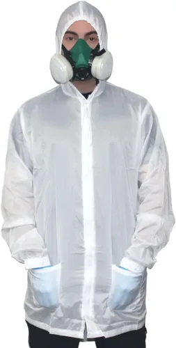 Vista 5 de Colad White - Capa protectora de laboratorio de pintura en aerosol de nailon ligero y duradero