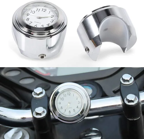 Vista 3 de Reloj de manillar de motocicleta Reloj de marcación de tiempo preciso blanco para montar por la noche