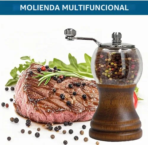 Vista 4 de Juego de molinillo de sal y pimienta, molinillo de pimienta de manivela