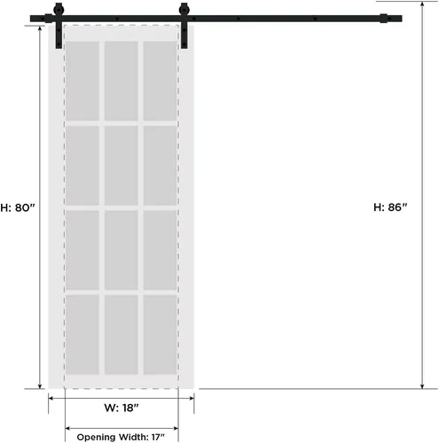 Vista 7 de SARTODOORS Puerta corredera de granero de 18 x 80 pulgadas con herrajes Quadro 4111 White Ash Juego resistente de perchas de riel de 6.6 pies