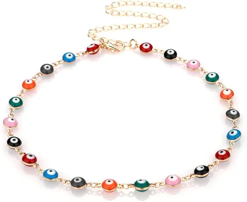Kercisbeauty Gargantilla de ojos malvados para mujeres y niñas, collar de oro para regalo de fiesta, joyería, Metal, No es una piedra preciosa