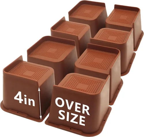 Vista 47 de Elevador de Cama de 8 Pulgadas de Alta Resistencia, 4 Paquetes de Elevador de Muebles Extra Grandes, Elevador de Cama Negro para Mesa, Sofá, Silla