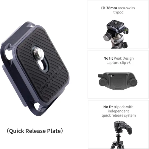 Vista 3 de PGYTECH 2 piezas de placas de liberación rápida tipo Arca, interruptor de repuesto entre trípode, monopie, deslizante, compatible con Arca Swiss
