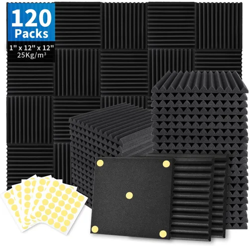 Vista 10 de Focusound Paquete de 4 trampas de espuma acústica para esquinas de bajos de 16.5 x 6.3 x 12 pulgadas, paneles de espuma acústica insonorizados