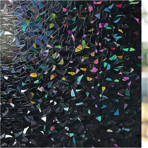 Vista 12 de Haton - Lámina de privacidad con diseño de vitral arcoíris para ventanas, adhesivo estático, bloqueo solar, cubierta polarizada, control de calor