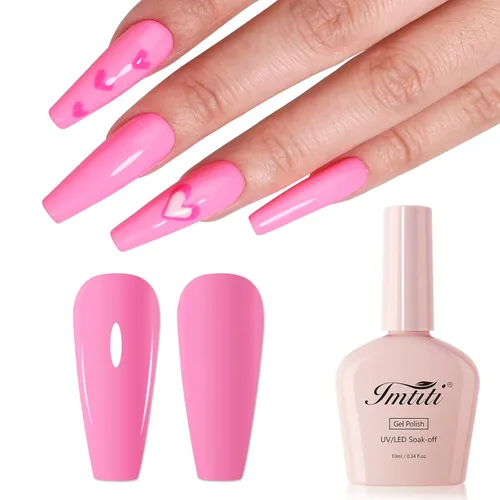 Vista 10 de Imtiti Esmalte de uñas de gel rosa gelatina de 0.3 fl oz, de larga duración, secado con luz UV LED rosa bebé, esmalte de gel para salón de belleza