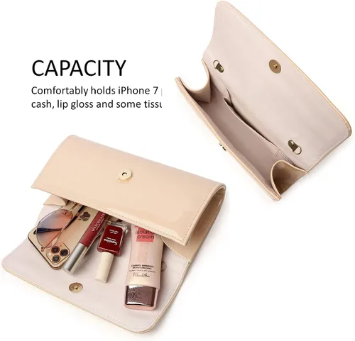 Vista 6 de Patent Leather Envelope Clutch Womens Evening Handbag Stylish Shoulder Bag Purse for Christmas Wedding Party Prom