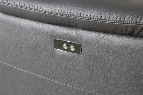 Vista 564 de BlackJack Furniture Venice - Sofá modular de cuero italiano de grano superior de 5 piezas con 3 reclinables eléctricos, reposacabezas ajustable