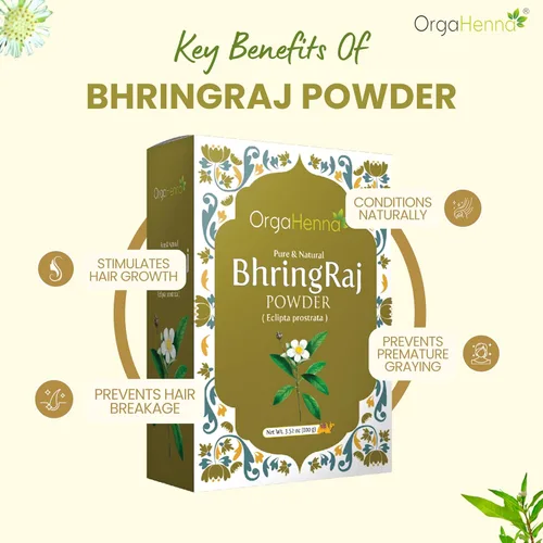 Vista 2 de 100% Pure & Natural Bhringraj Powder for Hair & Scalp Care, 100 gm