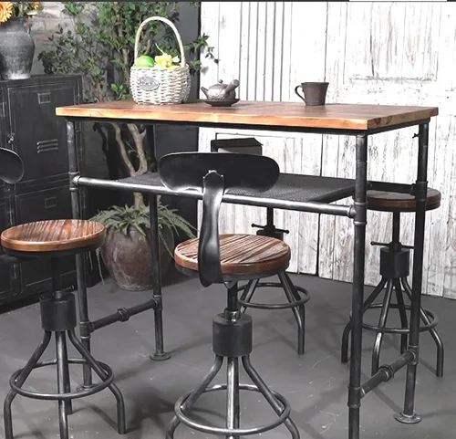 Vista 6 de Mesa de bar de 47 pulgadas de alto, mesa de bar de altura de barra, mesa de bar para sofá, mesa de centro rectangular para cocina y comedor, tubo