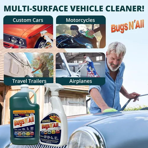 Vista 2 de Bugs N' All Limpiador y Desengrasante Multiusos para Coche - Concentrado Removedor de Insectos y Alquitrán de 1 Galón - Limpiador Exterior Seguro
