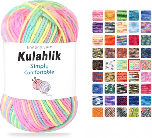 50g (1x50g) Hilo Acrílico para Crochet y Tejido, Hilo Degradado Colorido, 1 Rollo de Madejas, Hilo Acrílico Multicolor, Perfecto para Proyectos de