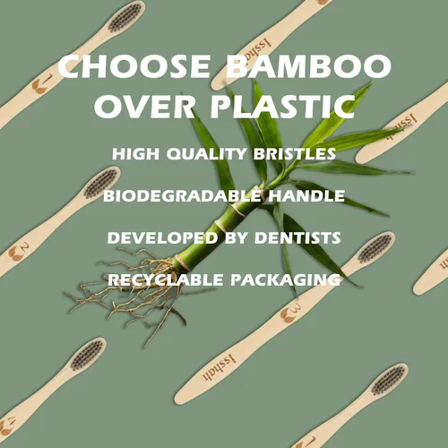 Vista 4 de Cepillos de dientes biodegradables de bambú compostables, ecológicos, con certificación FSC y aprobados por PETA, paquete de 8