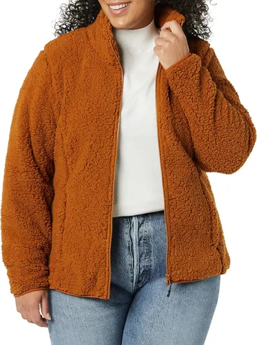 Vista 3 de Tienda Essentials - Chaqueta de sherpa para mujer con forro de vellón polar y cremallera de longitud completa