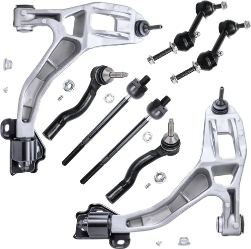Vista 300 de Detroit Axle - Kit de ocho piezas - brazos de control de suspensión inferior delantero y trasero con juntas de bolas, extremos de barras