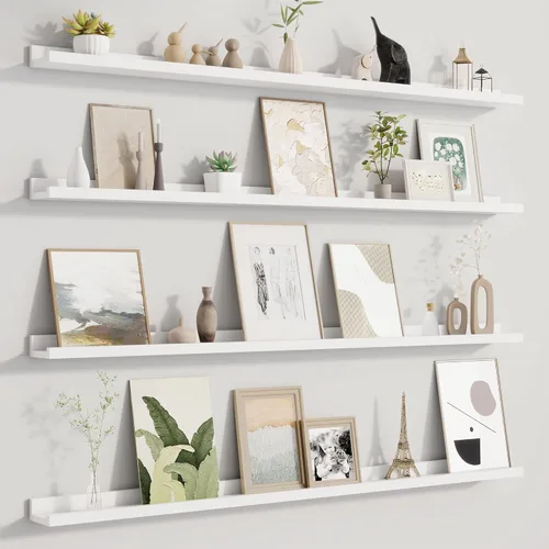 Vista 48 de Fun Memories Floating Picture Ledge Shelves, Wall Mounted Wood Storage Shelf for Bedroom, Living Room, Bathroom, Kitchen, Nursery, Display Picture