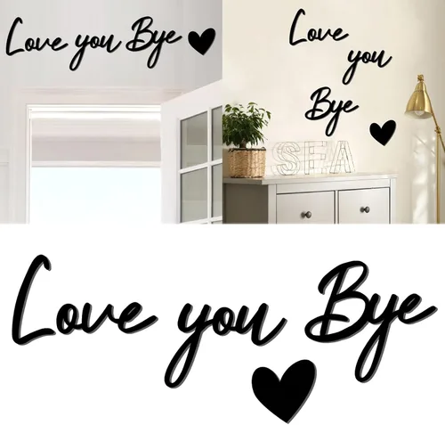 Letrero con texto en inglés "Love You Bye", decoración de madera sobre la puerta, calcomanías de decoración para el día de San Valentín, calcomanías