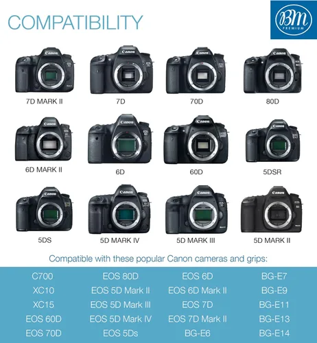 Vista 7 de BM Premium Paquete de 4 baterías LP-E6N de alta capacidad y cargador para cámaras Canon EOS R, EOS 60D, EOS 70D, EOS 80D, EOS 90D, EOS 5D III, EOS