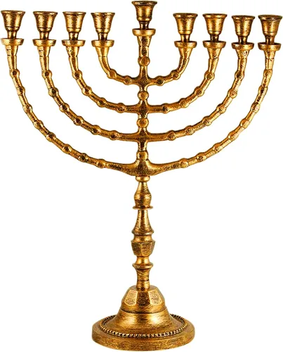 Menorá tradicional extra grande de Janucá para uso con velas de Shabat o vasos de aceite, Menorá de Hanukkah de aspecto antiguo, para Shul,