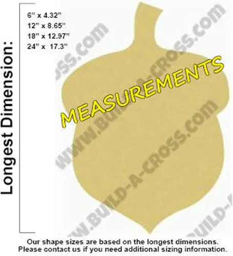 Vista 4 de Recorte sin terminar de bellota de otoño, forma de madera, MDF de madera pintable para manualidades