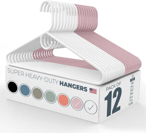 Vista 105 de Neaties Paquete de 6 perchas para ropa súper resistentes, fabricadas en los Estados Unidos, capacidad de 10 libras, perchas de plástico grueso