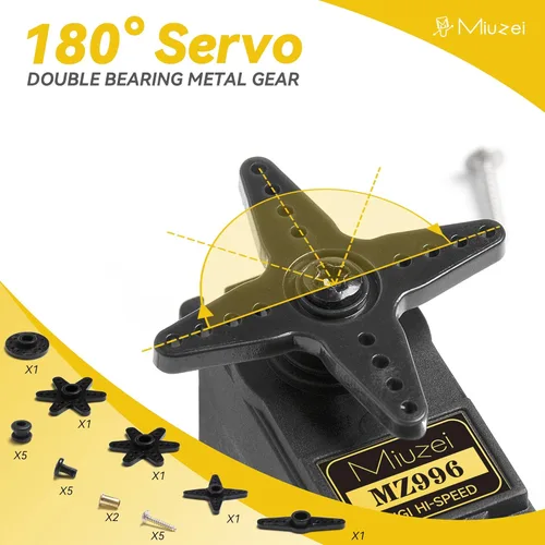 Vista 6 de Miuzei MG996R 1.94 oz Metal Gear Torque Servo Motor Digital para RC Helicóptero Coche Barco Robot (4 unidades)