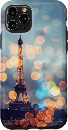 Vista 26 de iPhone 15 Torre Eiffel escénica París Francia por la noche Bokeh Majestic Case