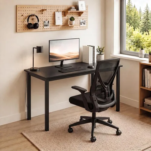 Vista 8 de Escritorio para computadora para espacio pequeño, moderno y simple, escritorio para computadora portátil, escritorio de estudio para oficina en Negro