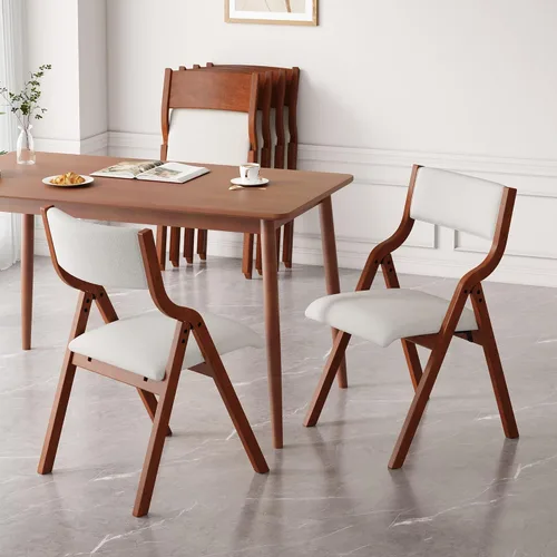 Ball & Cast Juego de 2 sillas de comedor plegables tapizadas, sillas plegables de madera, 2 unidades, sillas portátiles de oficina para reuniones de